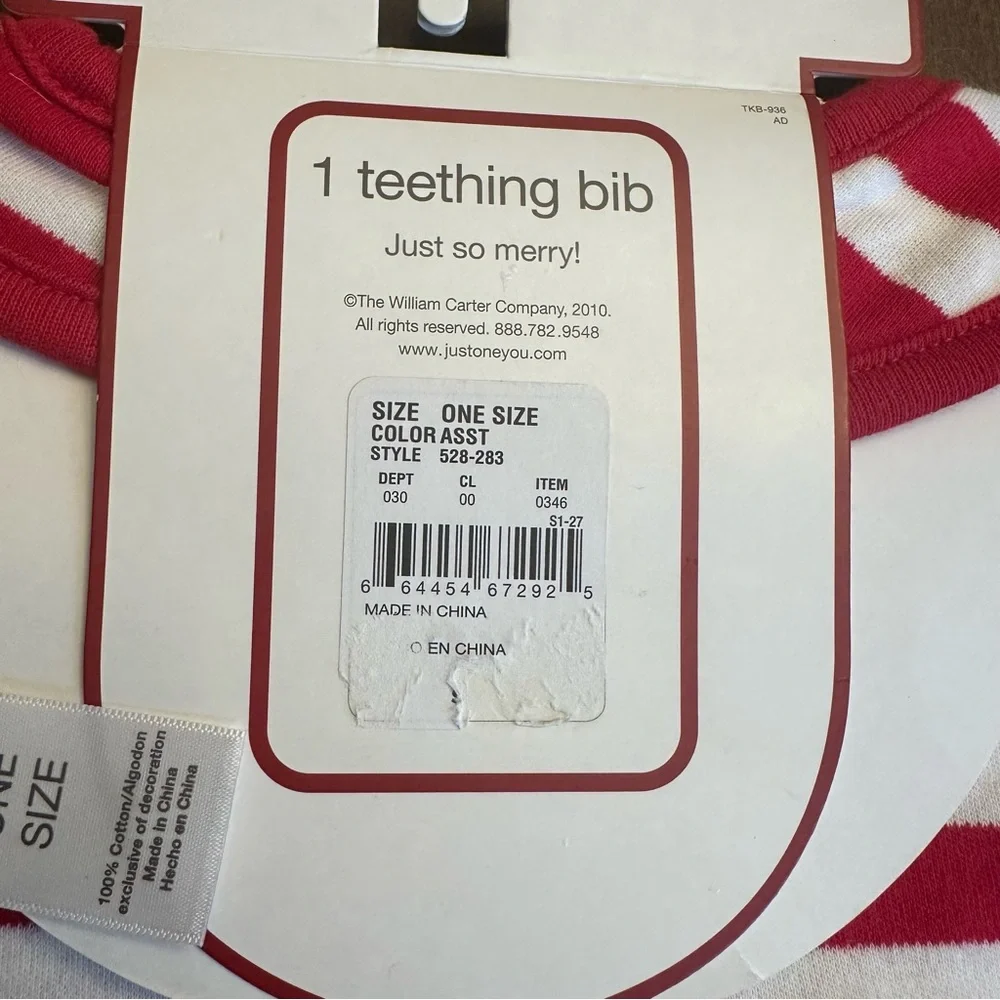 Carters Christmas‎ Holiday Baby Toddler Bib Teething Santa Jolly
